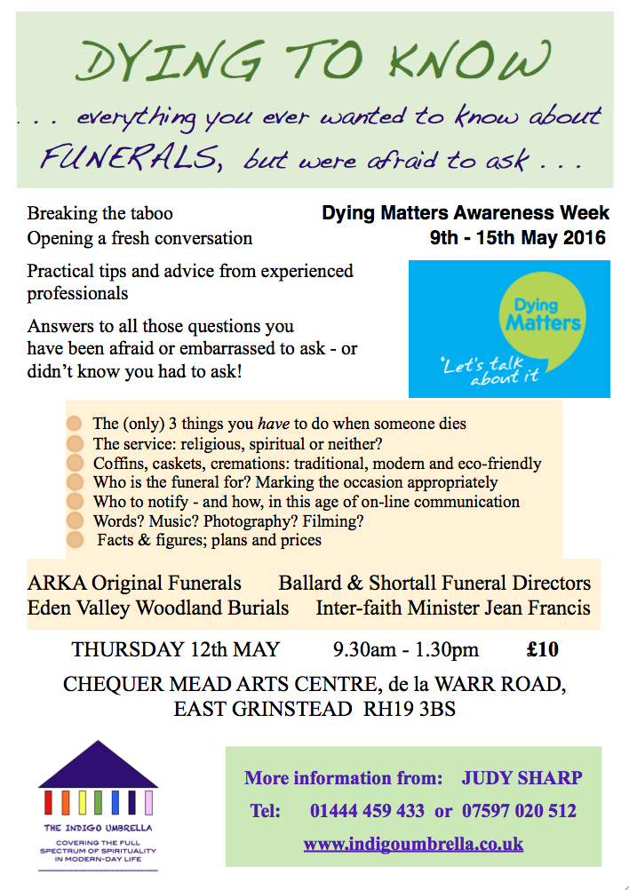 Funerals poster screen shot Indigo Umbrella